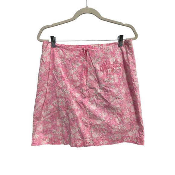 Lilly Pulitzer Skirt Size 10 Floral A Line Pink White Cotton Lined Summer Boho - Picture 2 of 7